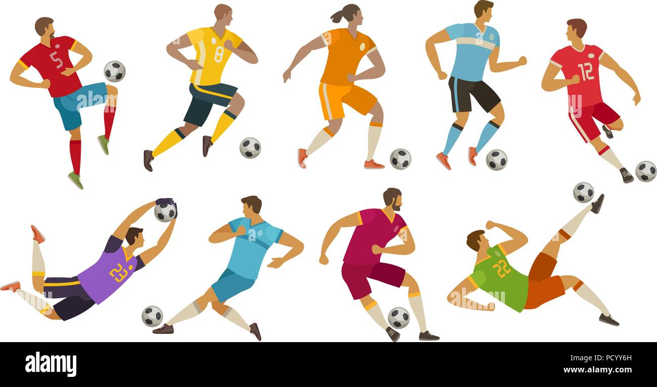 Joueurs de football. Sport concept. Cartoon vector illustration Illustration de Vecteur