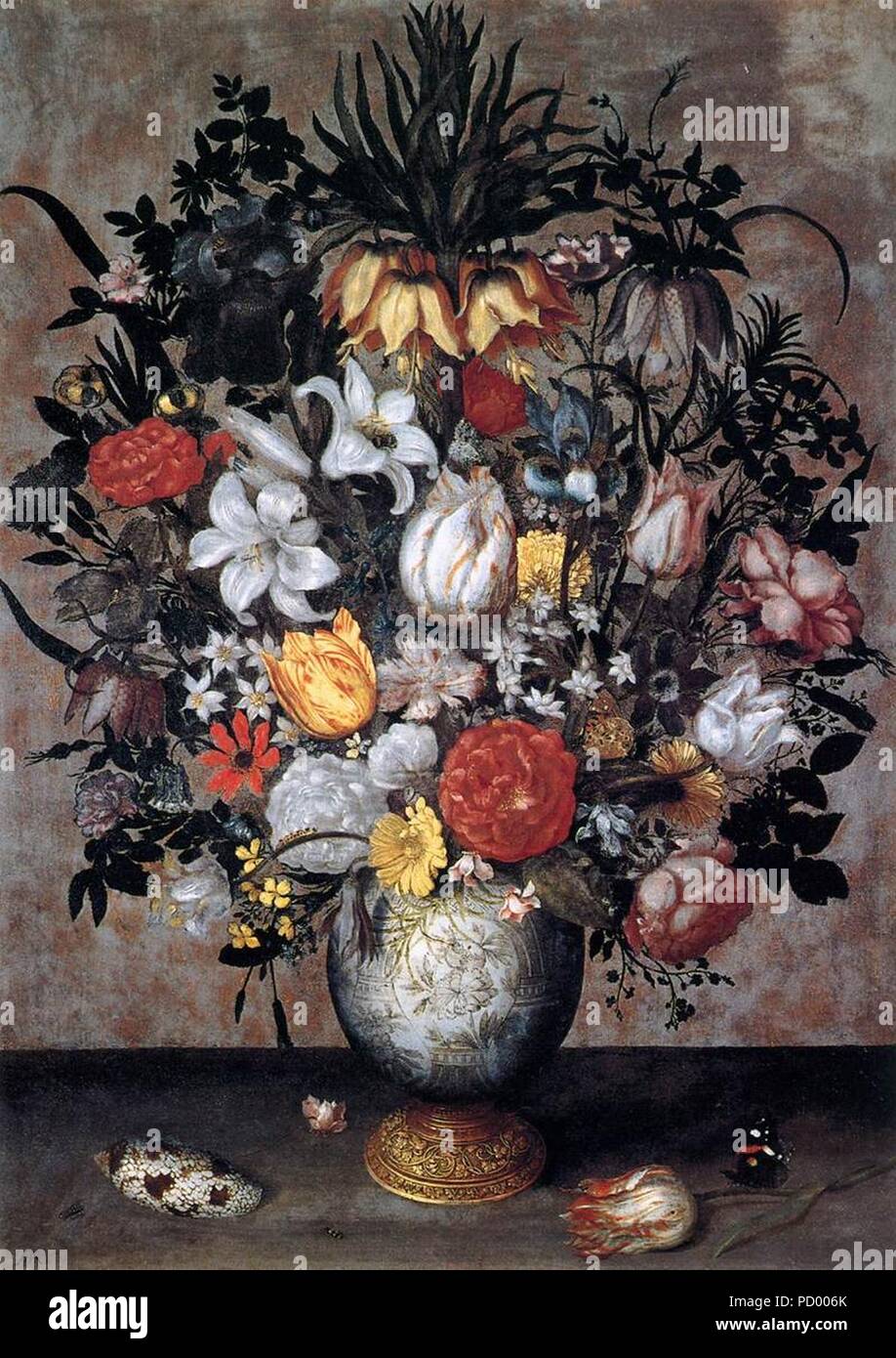 Ambrosius Bosschaert (I) - Fleurs dans un vase chinois - Banque D'Images