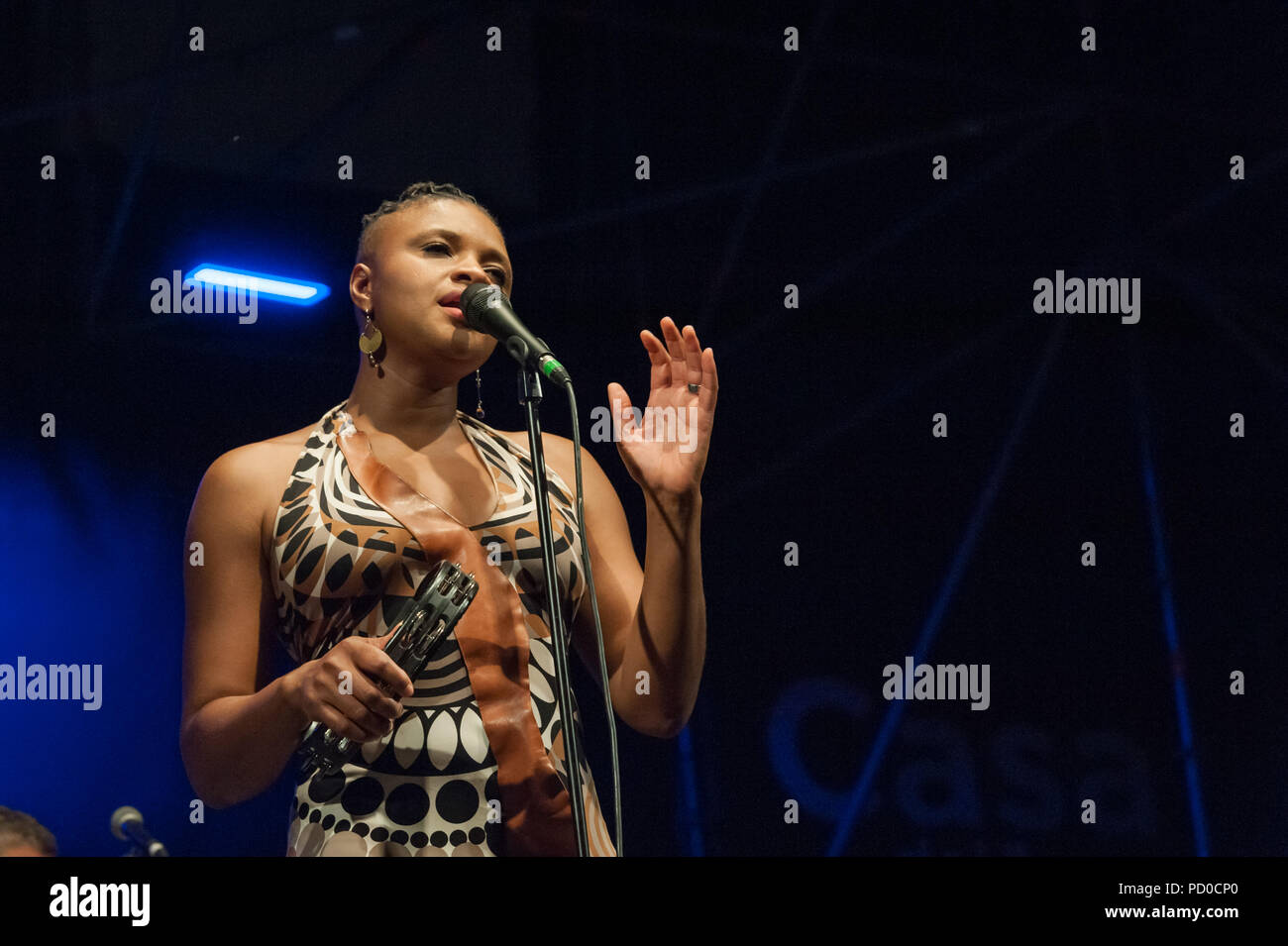 Rome, Italie. 09Th Aug 2018. Lizz Wright, une jeune chanteuse d'une petite ville de Géorgie, a commencé à chanter du gospel et à jouer du piano à l'église, puis s'intéresse à la musique jazz et blues. Credit : Leo Claudio De Petris/Pacific Press/Alamy Live News Banque D'Images