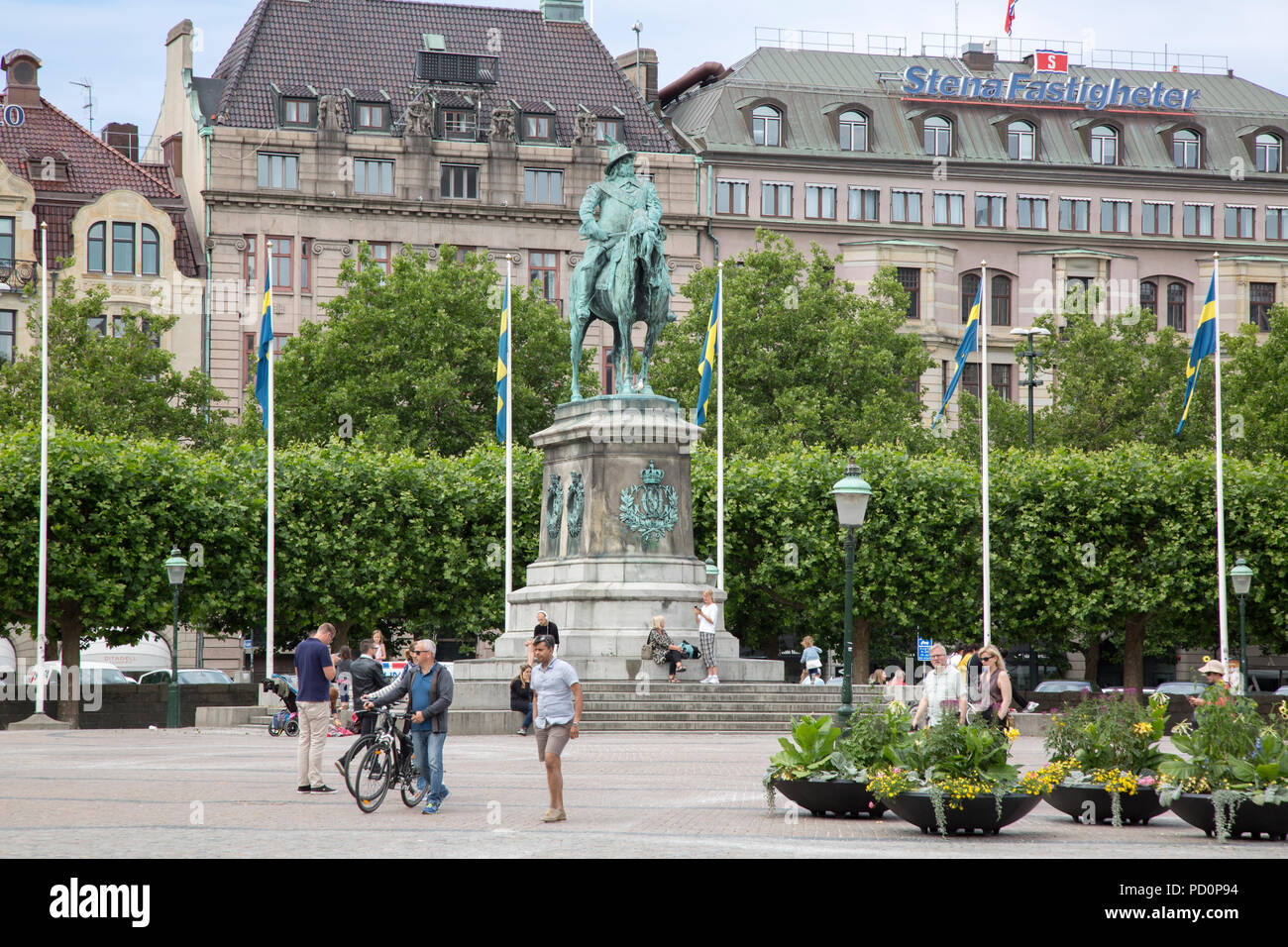 Karl X Gustav Statue, la place Stortorget, Malmo, Suède Banque D'Images