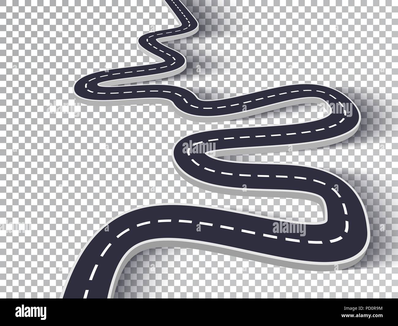 Route sinueuse Transparent isolés effet spécial. Emplacement route chemin modèle infographique. Vector EPS 10 Illustration de Vecteur