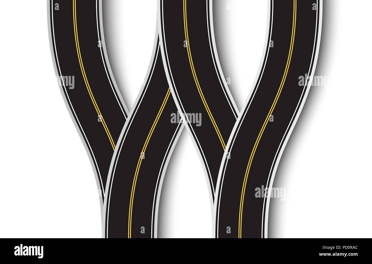 Winding Road Junction, sur un arrière-plan blanc isolé. Vue d'en haut. L'autoroute infographie modèle. Vector EPS 10 Illustration de Vecteur