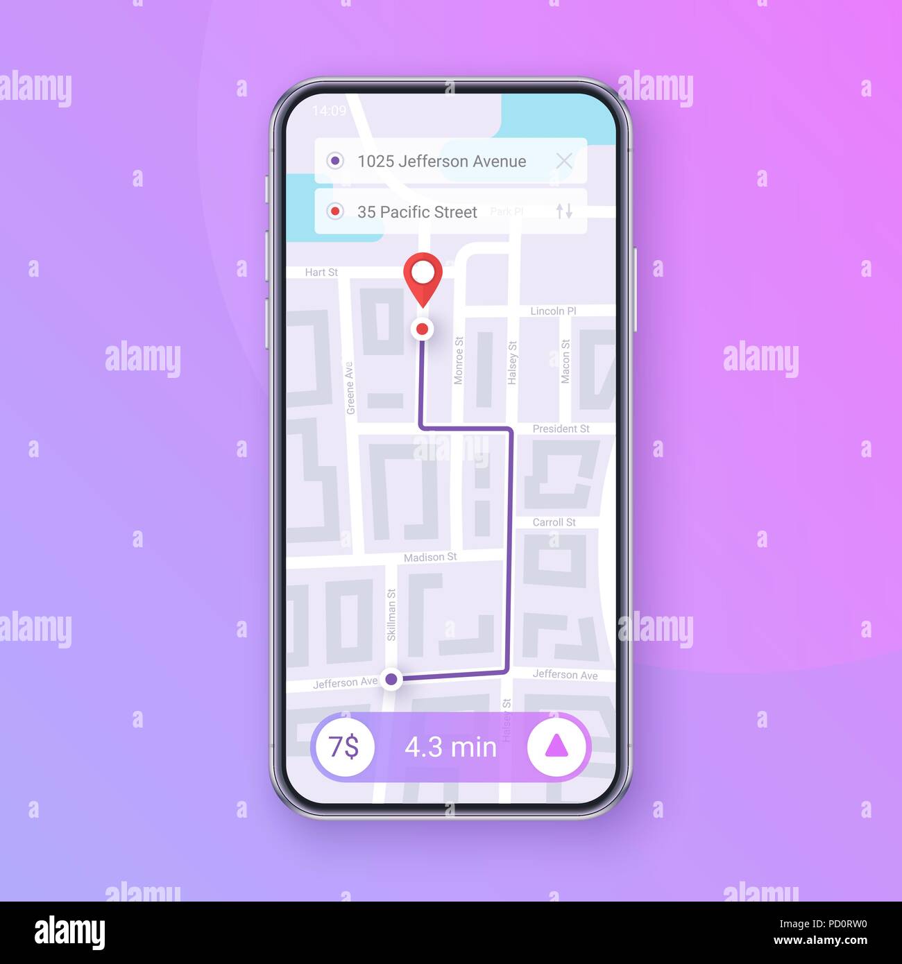 Infographie - la mode de navigation Plan de la ville. L'interface de l'application Mobile concept design. Vector EPS 10 Illustration de Vecteur