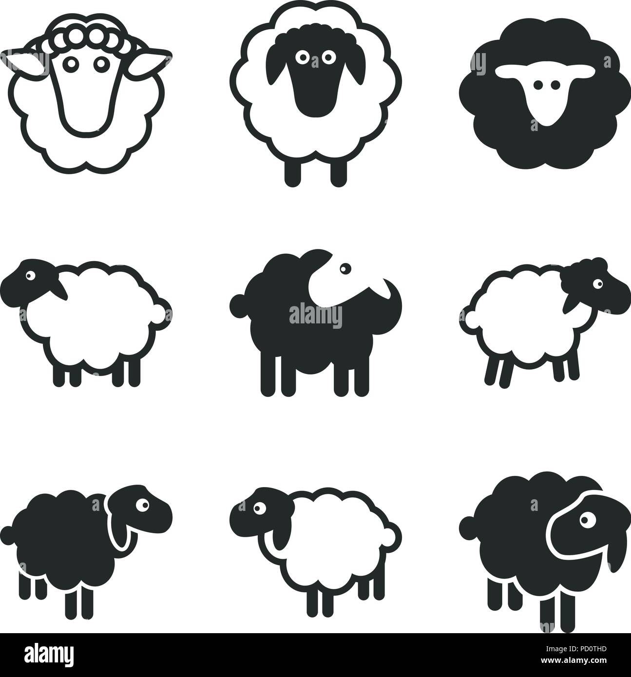 Etiquette mouton noir blanc dessin Banque de photographies et d’images