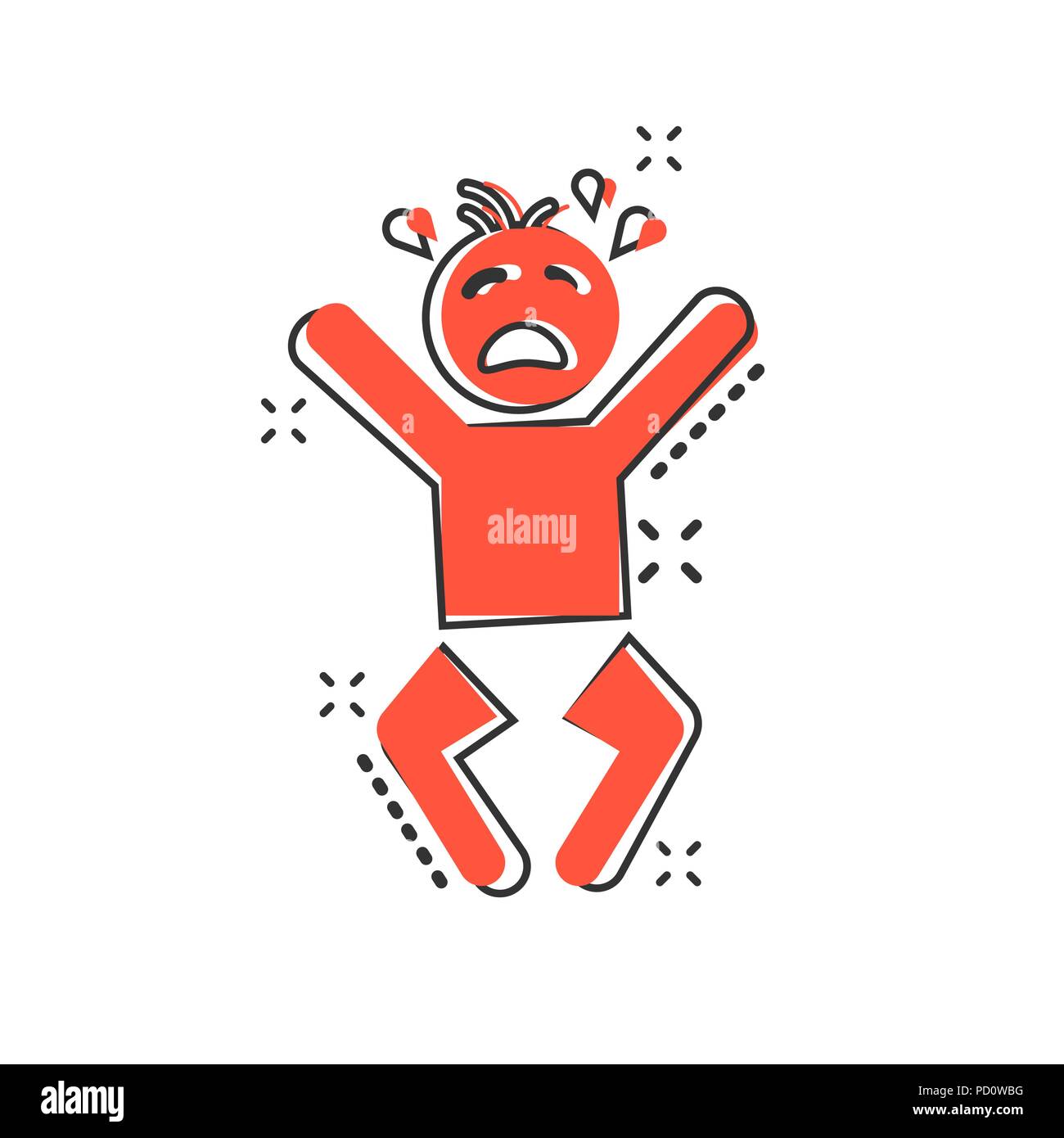Vector Cartoon Bebe Qui Pleure Dans L Icone De Style Bande Dessinee Les Emotions La Colere Signe Enfant Illustration Pictogramme Affaires Bebe Effet Splash Concept Image Vectorielle Stock Alamy