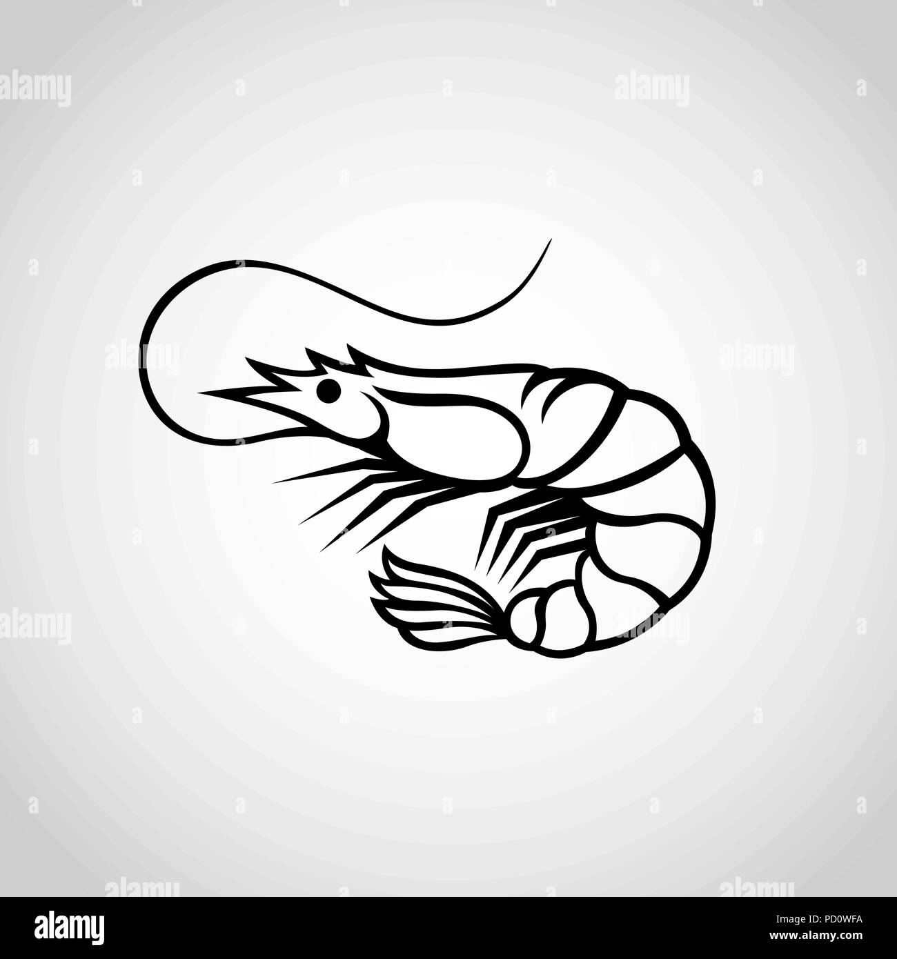 Logo de la crevette icon isolé sur fond blanc, Vector Illustration. Illustration de Vecteur