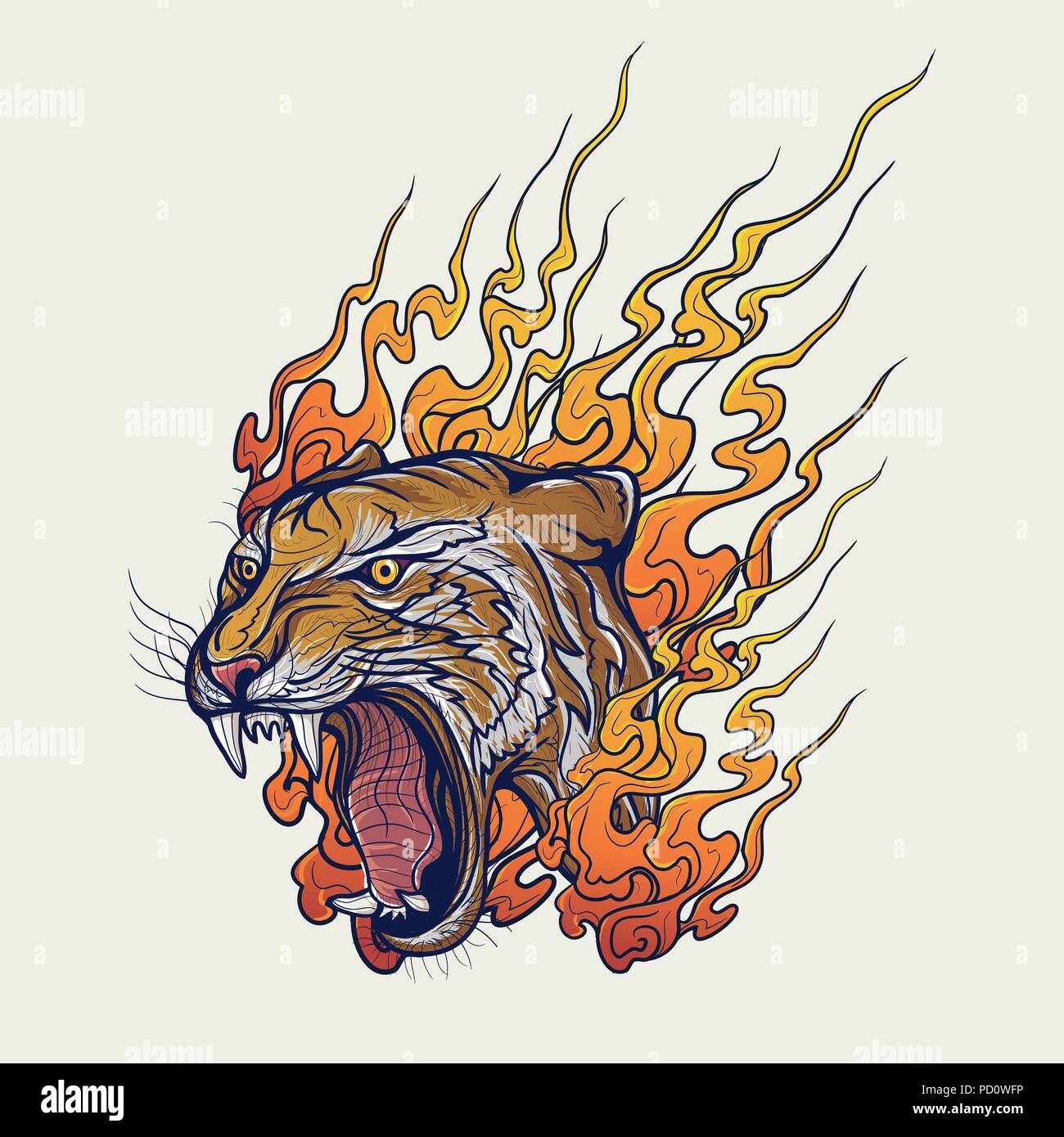 Style japonais tiger vector illustration Illustration de Vecteur