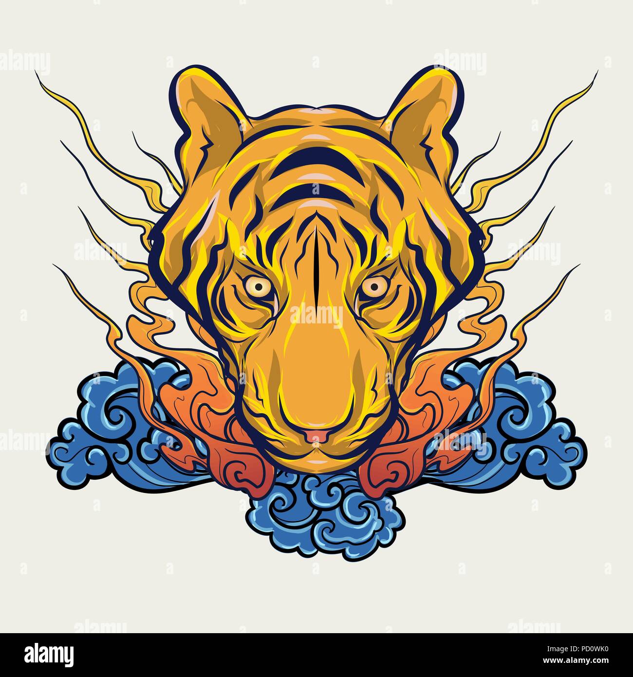 Style japonais tiger vector illustration Illustration de Vecteur