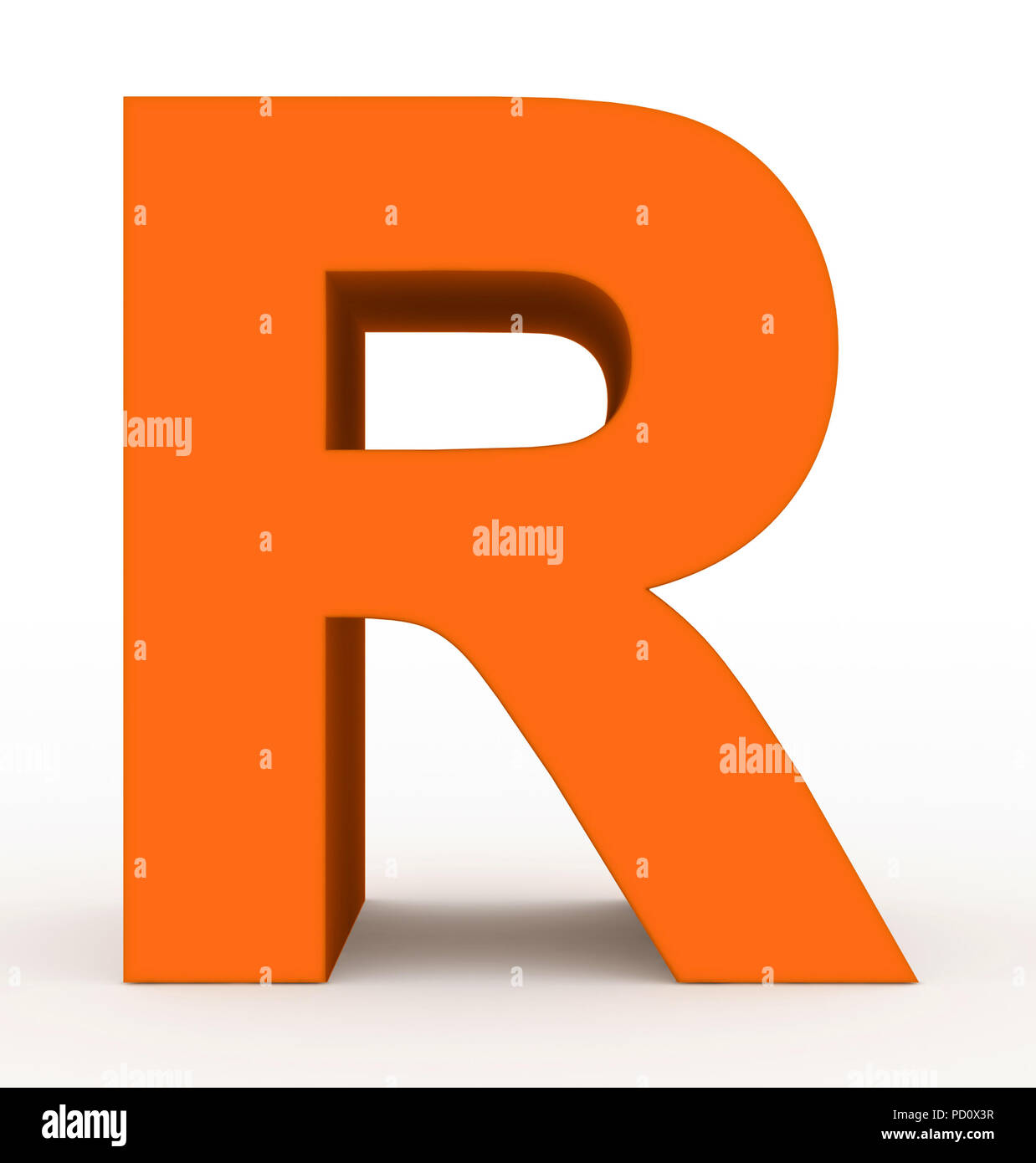 Lettre R orange 3d isolé sur blanc - le rendu 3D Banque D'Images