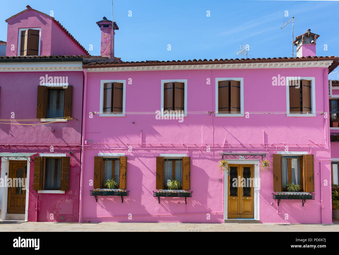 Maisons colorées de Burano, Venise, Italie. Banque D'Images
