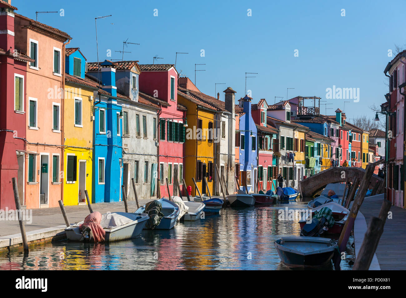 Maisons colorées de Burano, Venise, Italie. Banque D'Images