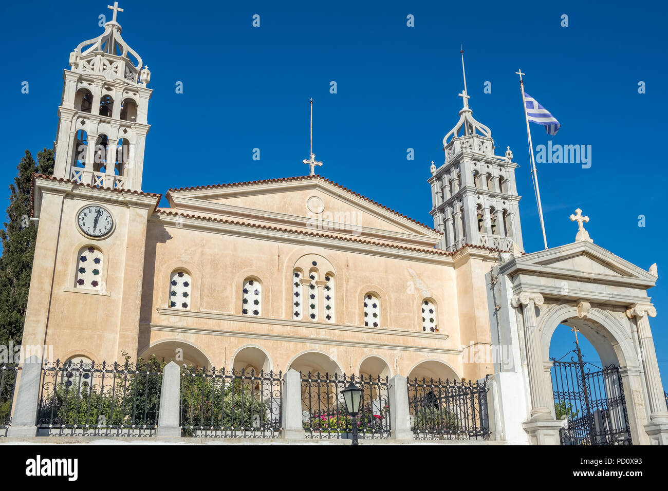 Lefkes cathédrale sur l'île de Paros, Grèce Banque D'Images