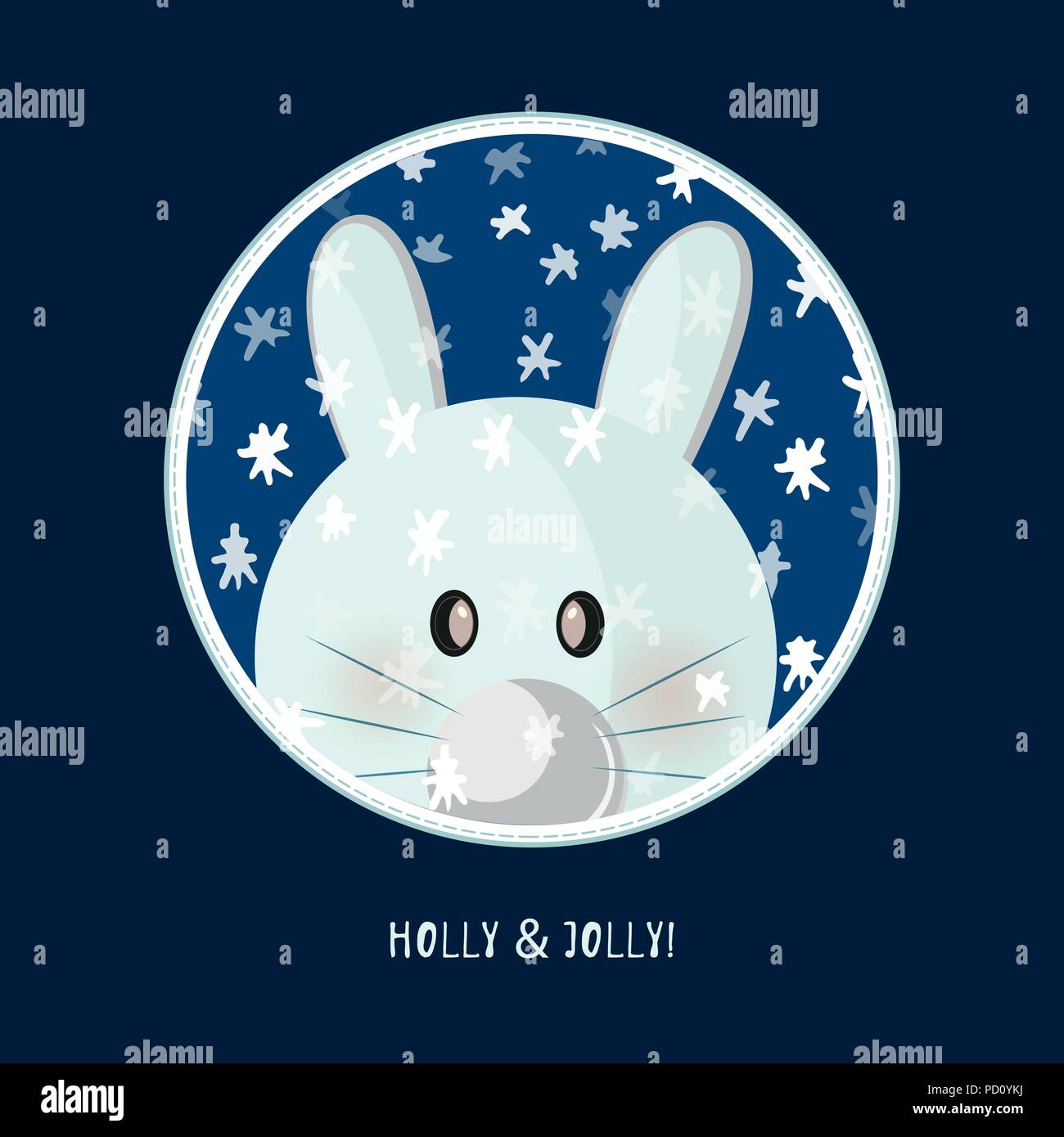 Anniversaire Mignon Autocollant Bebe Lapin Avec Des Animaux Pour La Conception De Carte De Vœux Invitation De Dessin Anime Banniere Etape Importante Du Bati Isole Sur Impression Bleu Fonce Image Vectorielle Stock