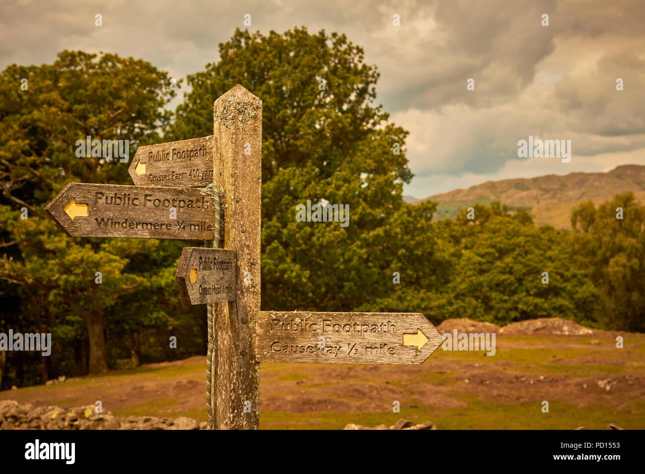 Sentier de signer, Parc National de Lake District, Cumbria, Angleterre, Grande-Bretagne Banque D'Images