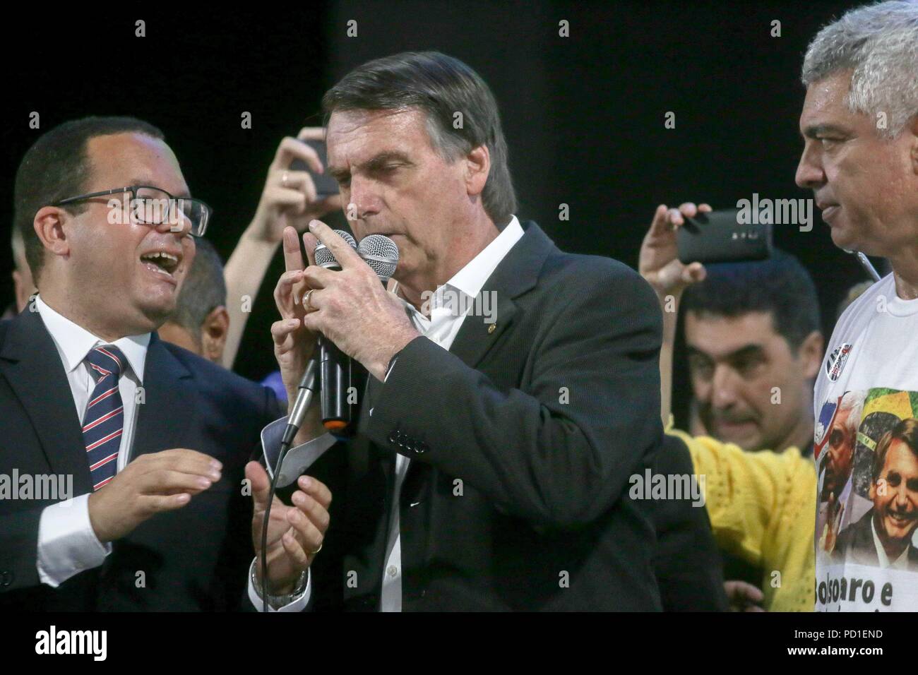 Sao Paulo, Brésil. 5 Août, 2018. Bolsonaro Jaďr, Messias le controversé politicien brésilien, ancien officier de l'armée et maintenant candidat à la présidence du Brésil participe à un congrès du parti dans la région de SÃ£o Paulo Crédit : Dario Oliveira/ZUMA/Alamy Fil Live News Banque D'Images