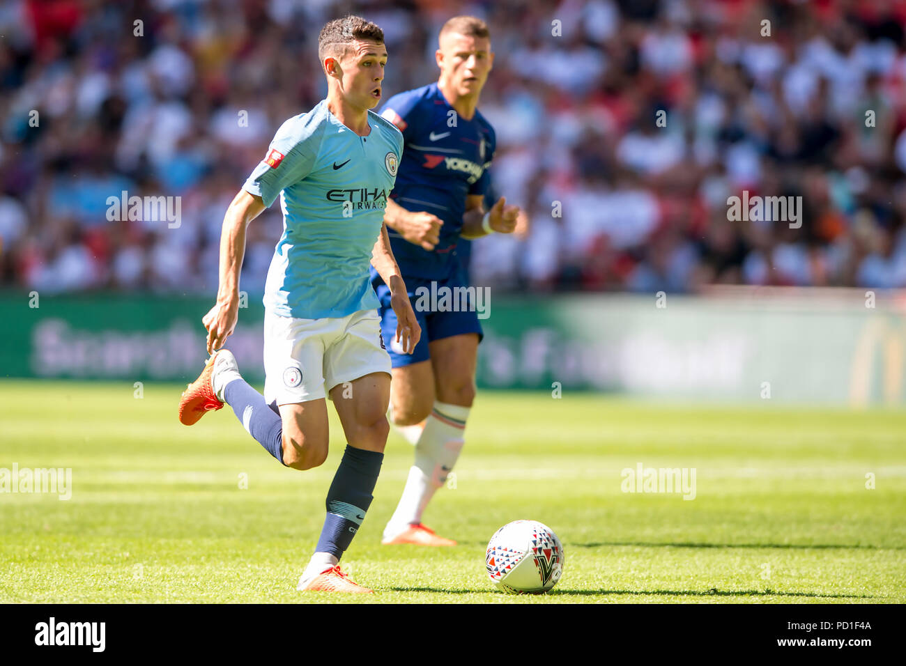 Londres, Royaume-Uni. Le 05 août, 2018. Phil Foden de Manchester City pendant le match 2018 FA Community Shield entre Chelsea et Manchester City au stade de Wembley, Londres, Angleterre le 5 août 2018. Credit : THX Images/Alamy Live News Banque D'Images