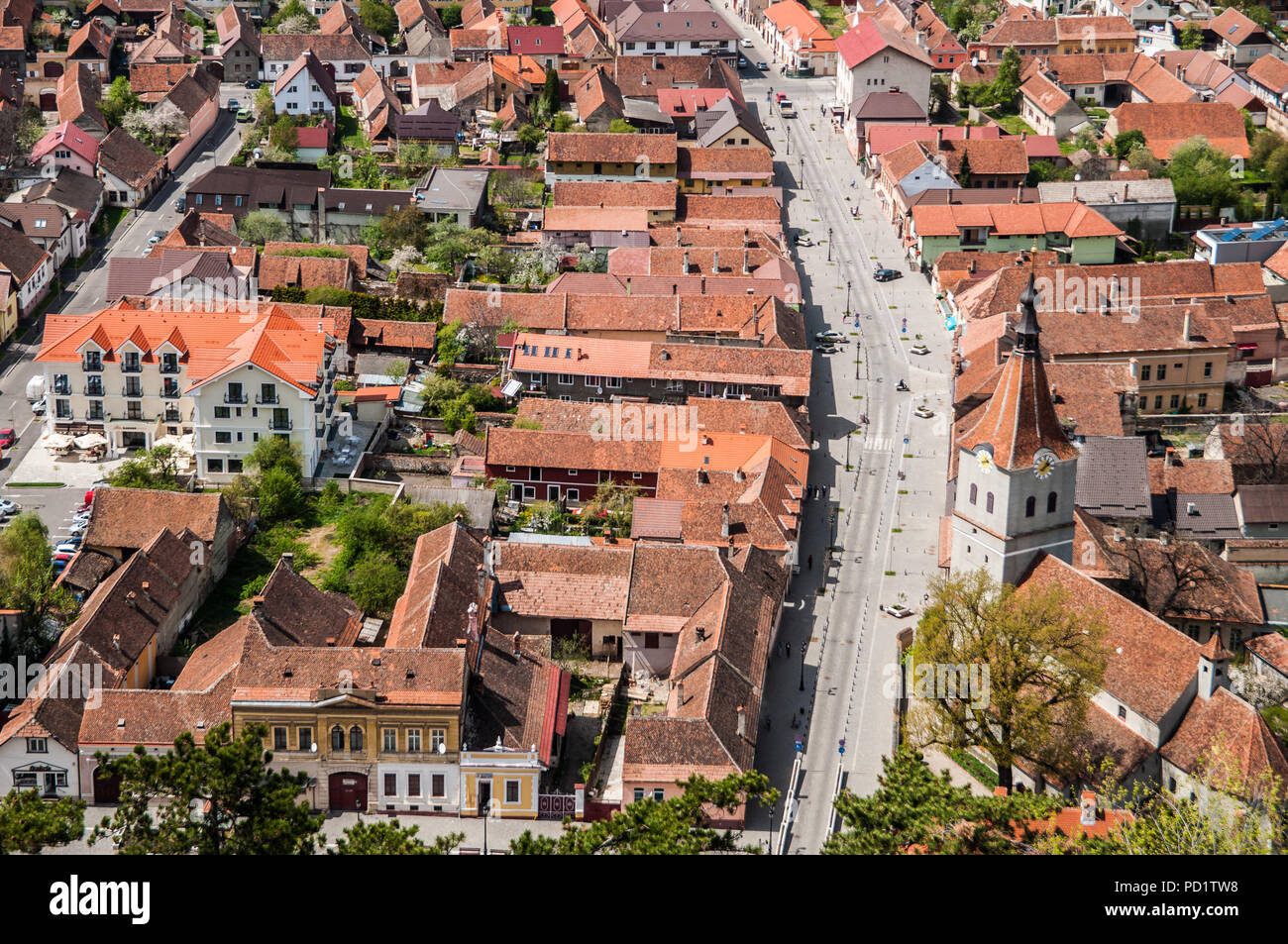 Vue aérienne sur la vieille ville de Brasov, Brasov Banque D'Images