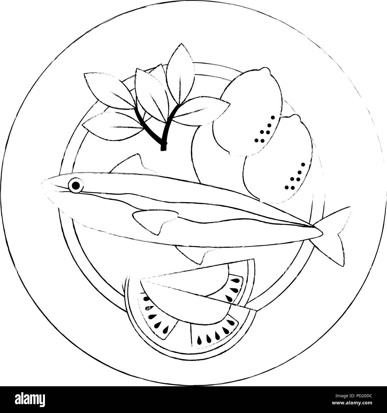 Lave avec du saumon et des tomates Illustration de Vecteur