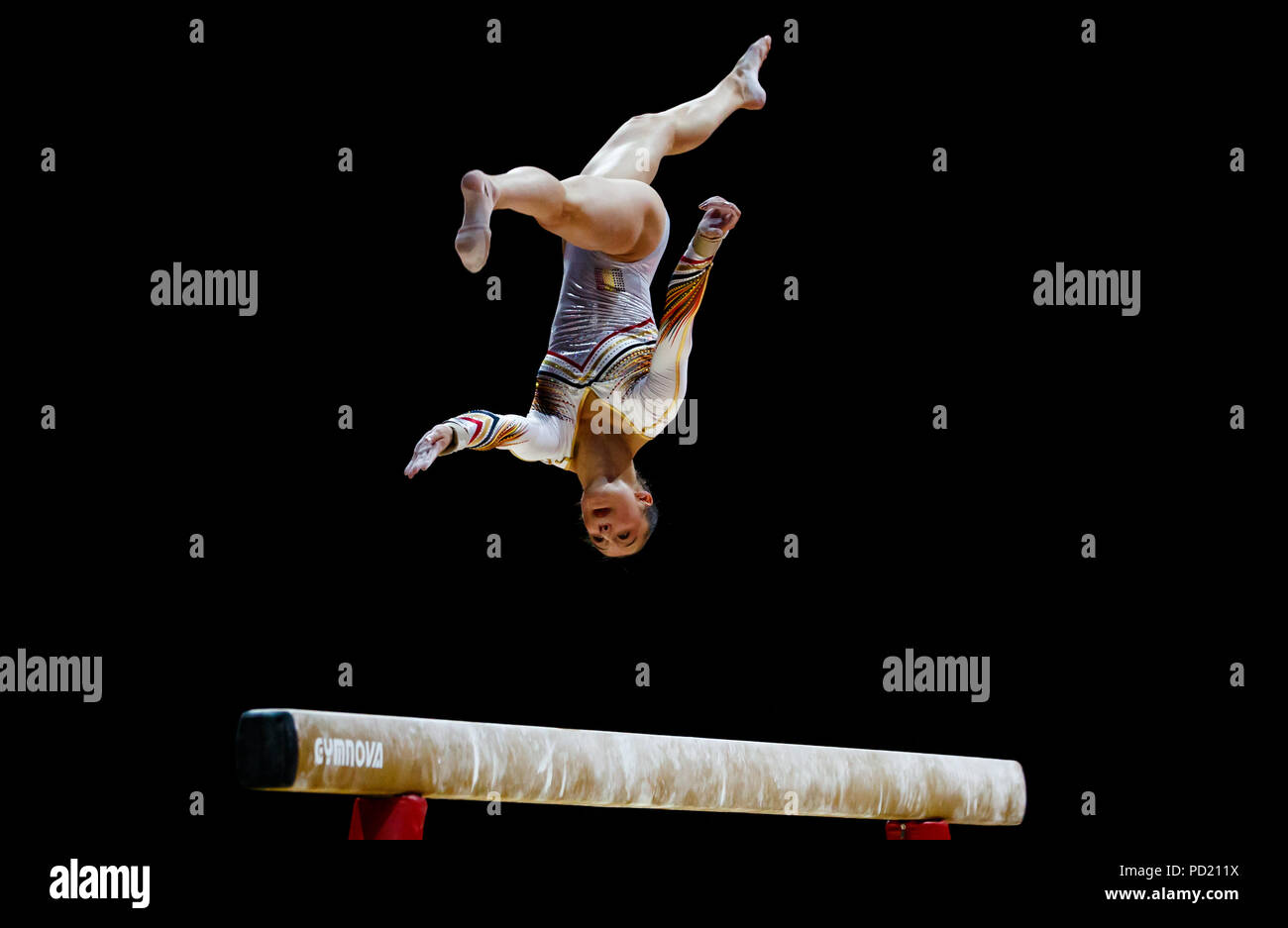 Nina Derwael en Belgique lors de la finale du faisceau féminin au quatrième jour des Championnats d'Europe 2018 au SSE Hydro, Glasgow. APPUYEZ SUR ASSOCIATION photo. Date de la photo: Dimanche 5 août 2018. Voir PA Story SPORT européen. Le crédit photo devrait se lire comme suit : John Walton/PA Wire. Banque D'Images