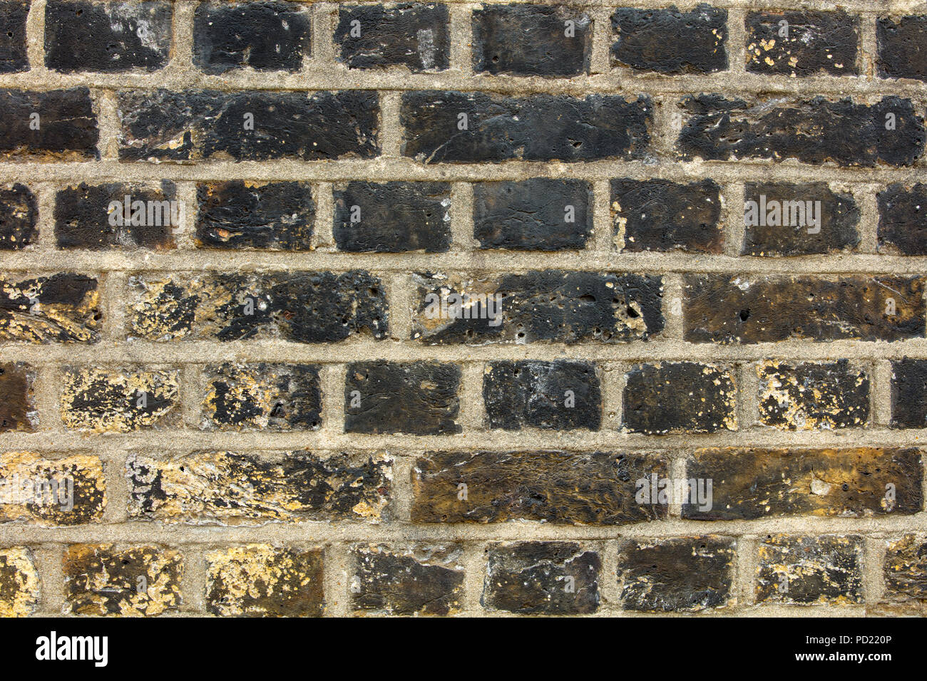 Mur sur pied historique vu au Royaume-Uni, avec le vieux Londres a résisté aux briques jaunes dans le modèle de lien anglais. Banque D'Images