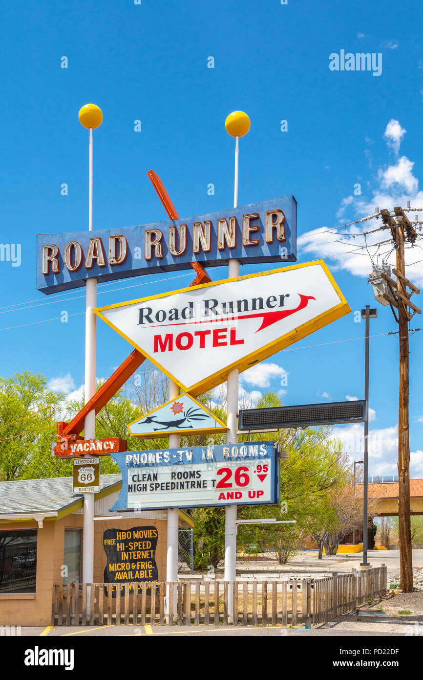 Nouveau Mexique, Gallup, Route 66, Road Runner Motel Banque D'Images