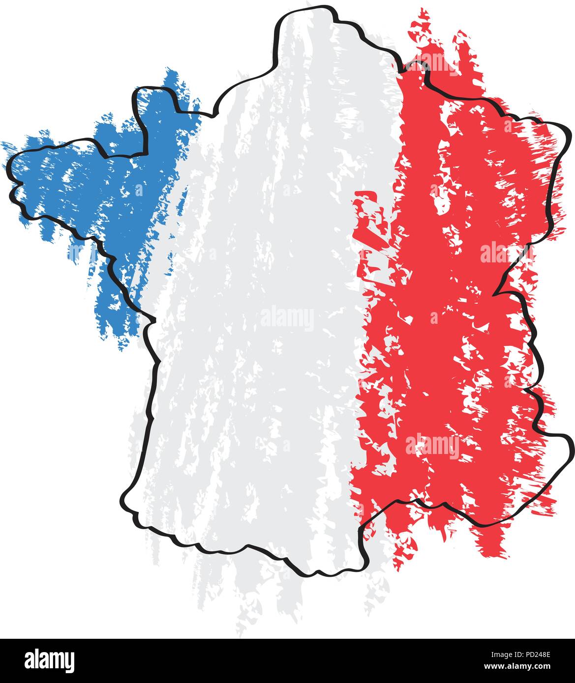 Esquisse d'une carte de France Illustration de Vecteur