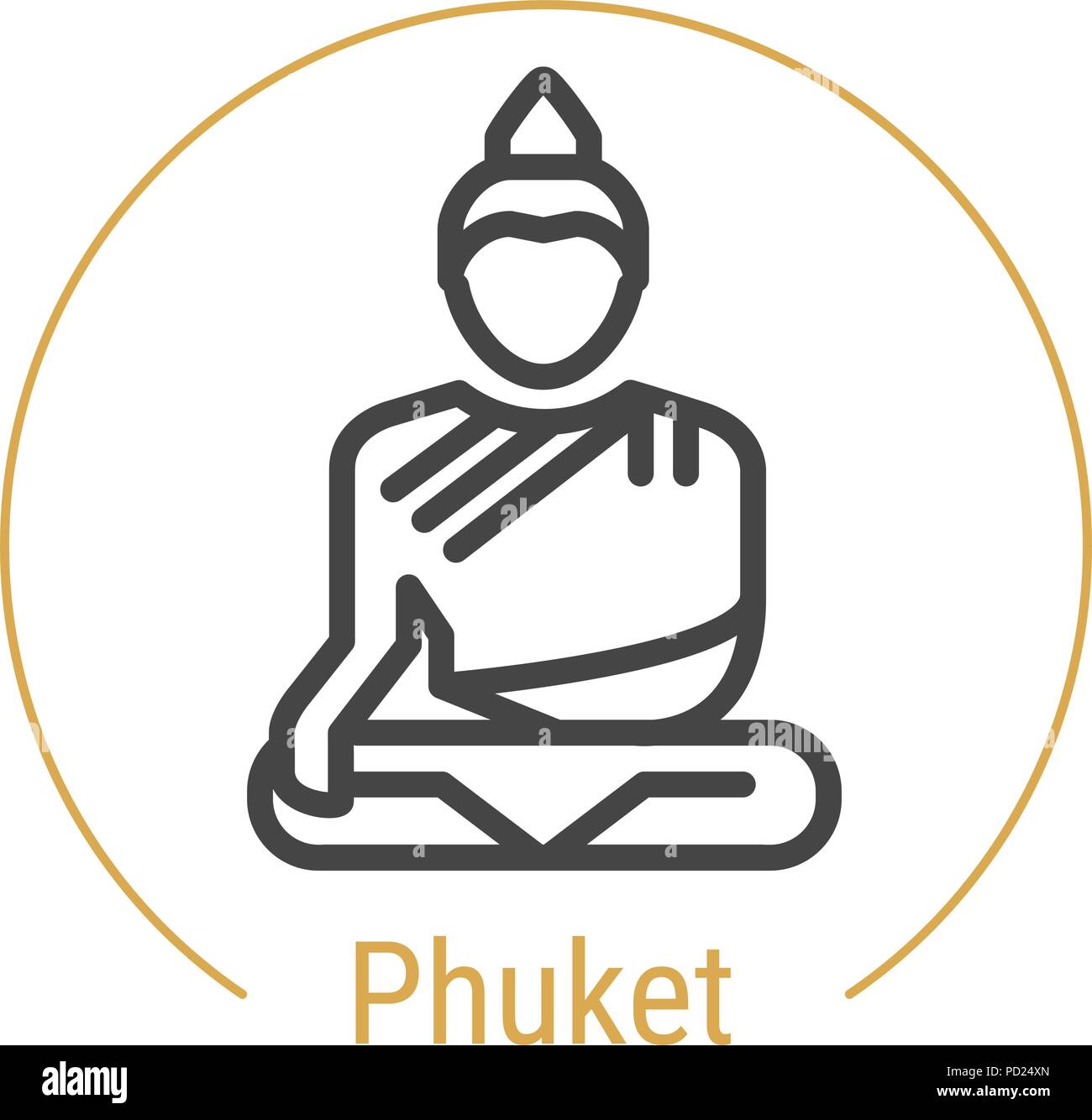Phuket, Thaïlande l'icône de la ligne du vecteur Illustration de Vecteur