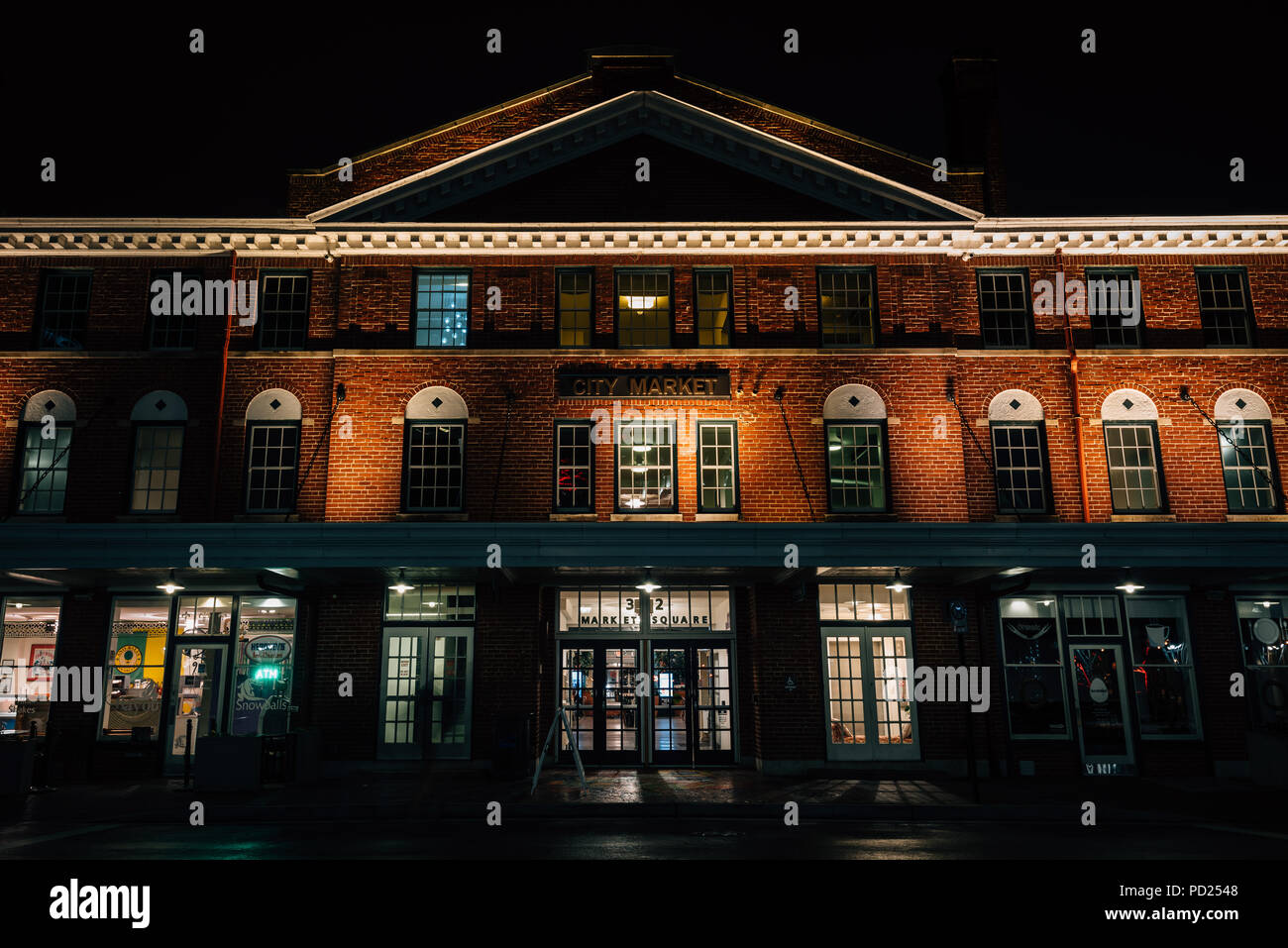 Ville de marché de nuit, à Roanoke, Virginie Banque D'Images