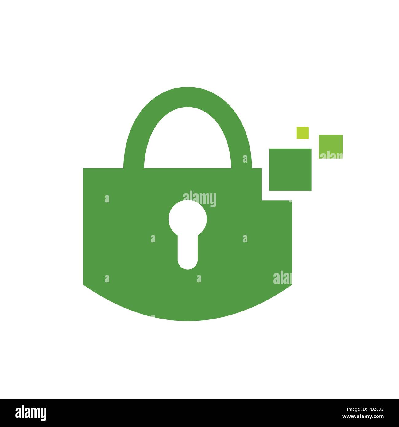 Coffre-fort digital vert Cadenas Symbole vecteur modèle de conception de logo graphique Illustration de Vecteur