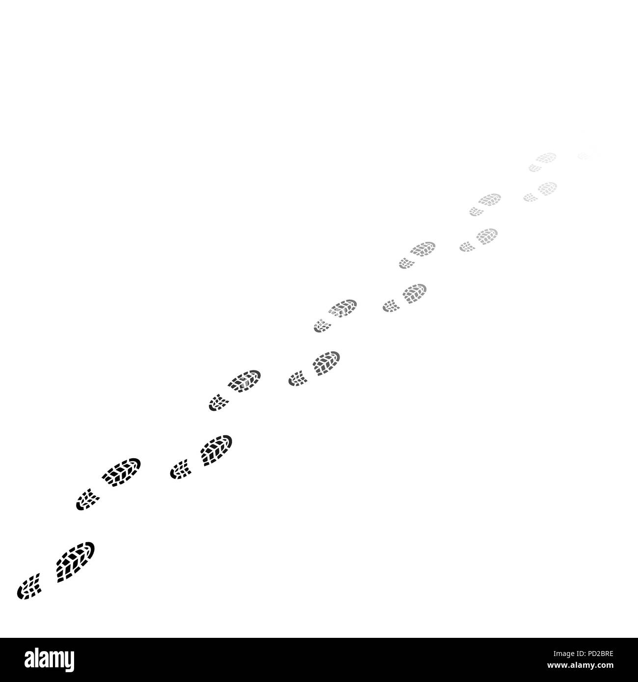 Des silhouettes noir chaussures en perspective avec gradient Illustration de Vecteur