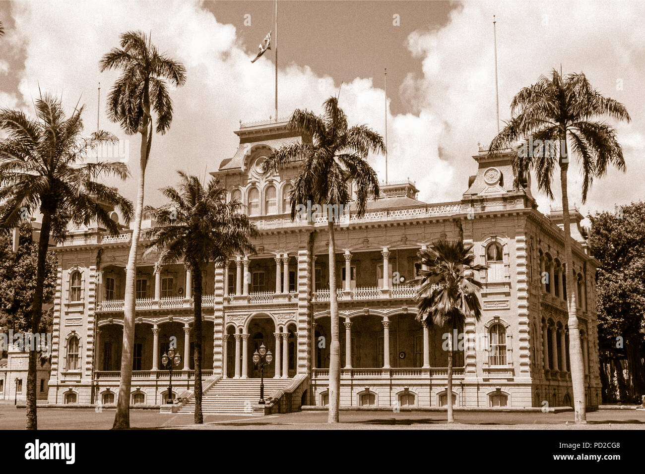 Photo Vintage simulé de Palais Iolani, Honolulu Banque D'Images