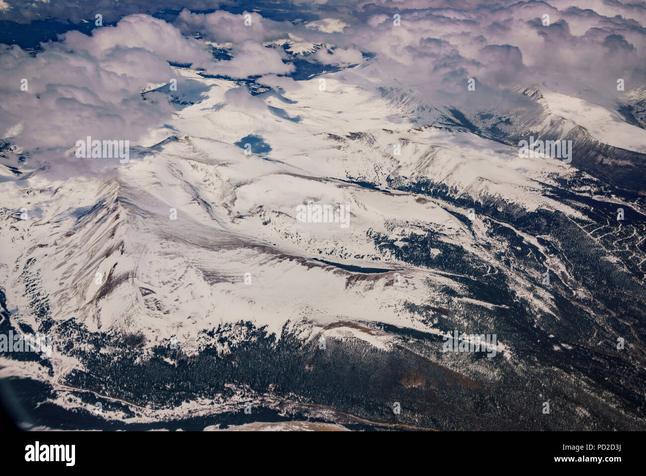 Vue aérienne de Snowy Mountain Italien près de Denver, Colorado Banque D'Images
