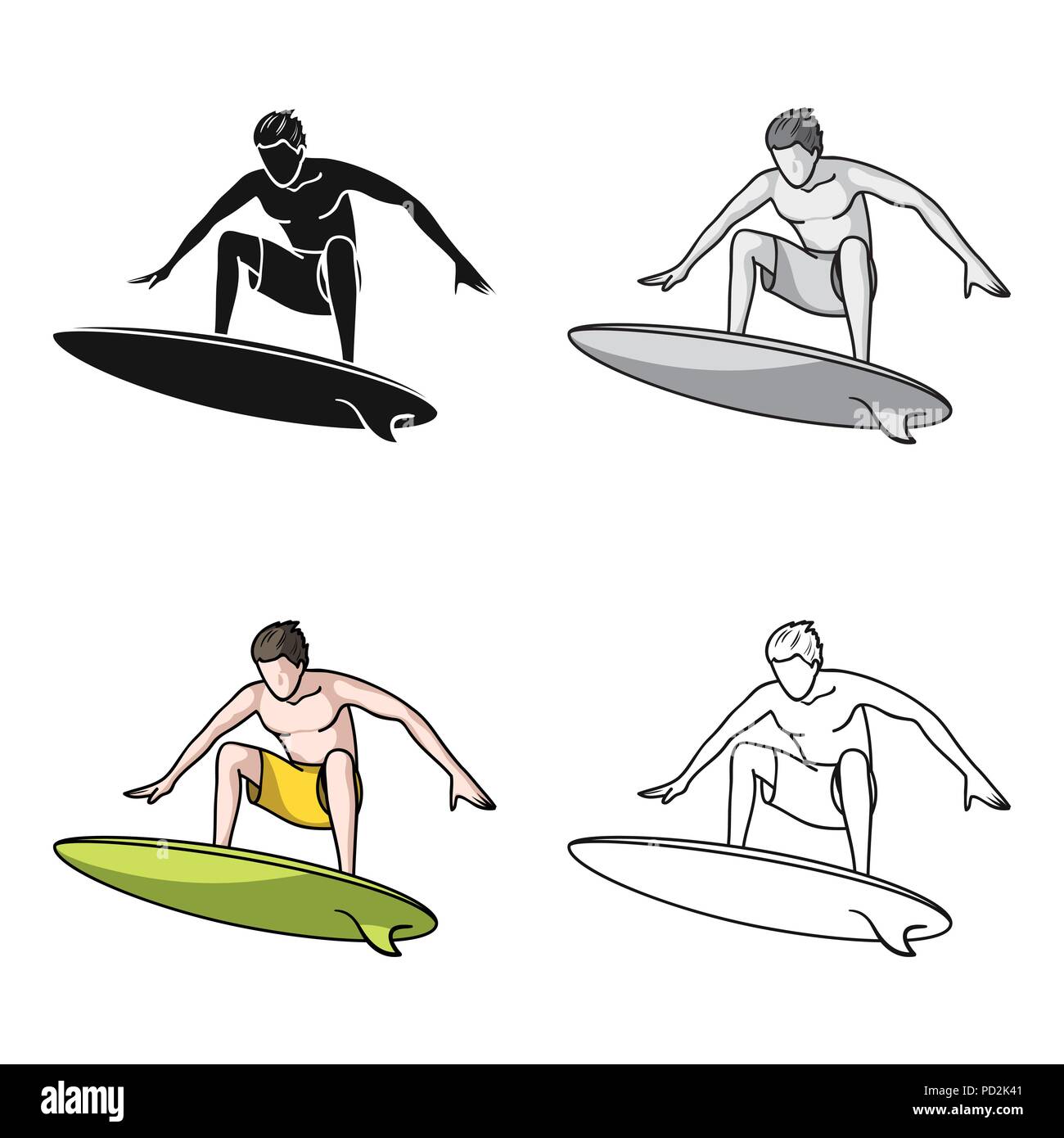 Surfer En Action Dans L Icone Design Dessin Anime Isole Sur Fond Blanc Symbole D Illustration Vectorielle Stock Surf Image Vectorielle Stock Alamy