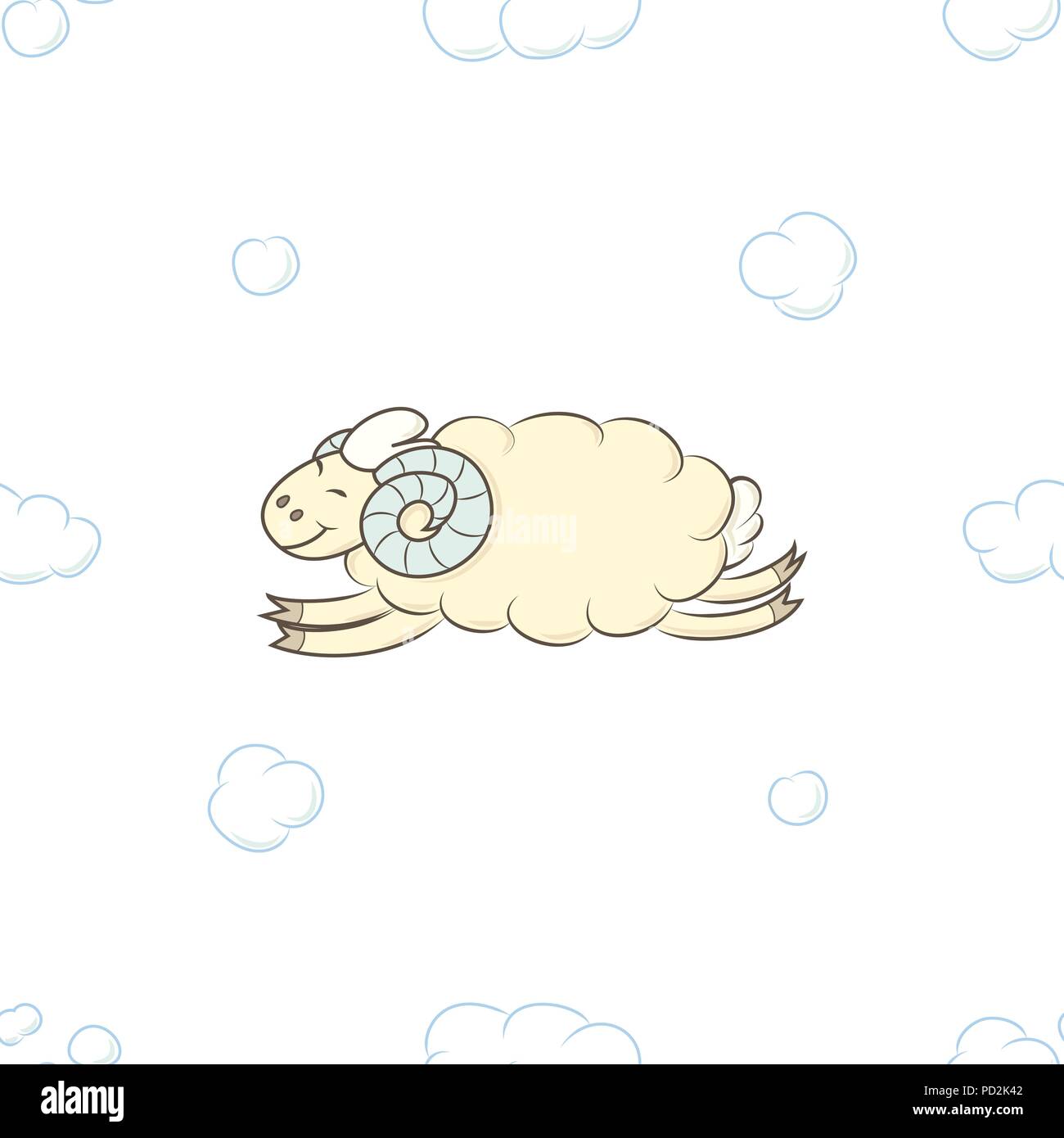 Mouton Mignon Voler Dans Les Nuages L Illustration Vectorielle Sans Decoration Fonds D Ecran Bebe Garcon Image Vectorielle Stock Alamy