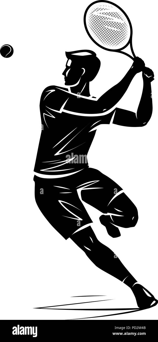 Joueur de tennis, silhouette. Vector illustration Illustration de Vecteur
