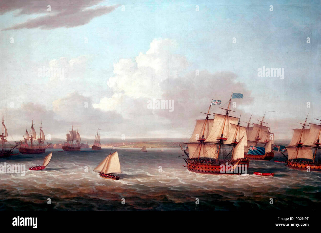 La flotte britannique entrant dans la Havane, 21 août 1762 - Dominic Serres, vers 1775. Une représentation d'un épisode de la dernière opération majeure de la guerre de Sept Ans, 1756-1763. Banque D'Images