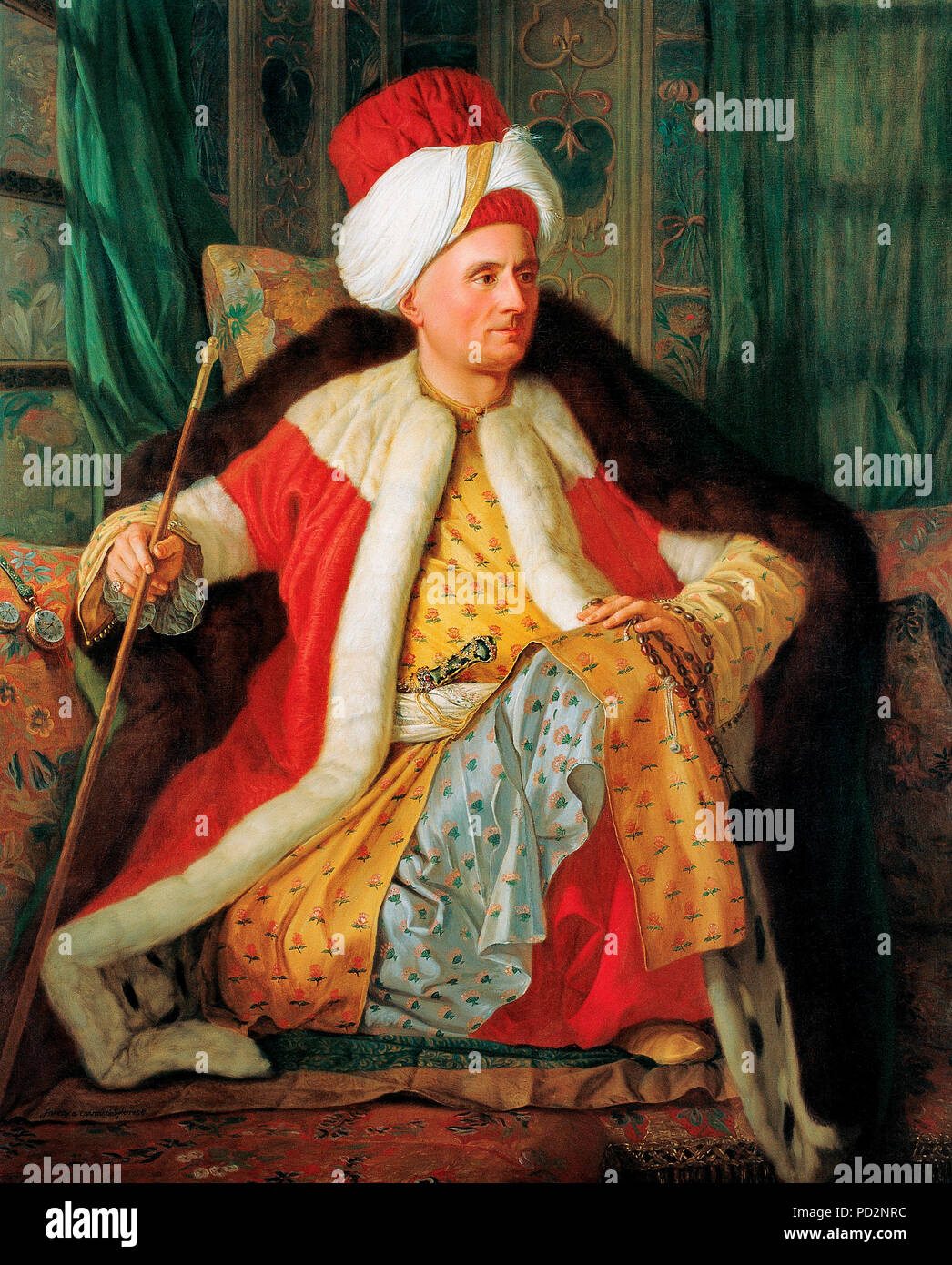 Portrait de Charles Gravier Comte de Vergennes et Ambassadeur de France, en costume turc - Antoine de Favray Banque D'Images