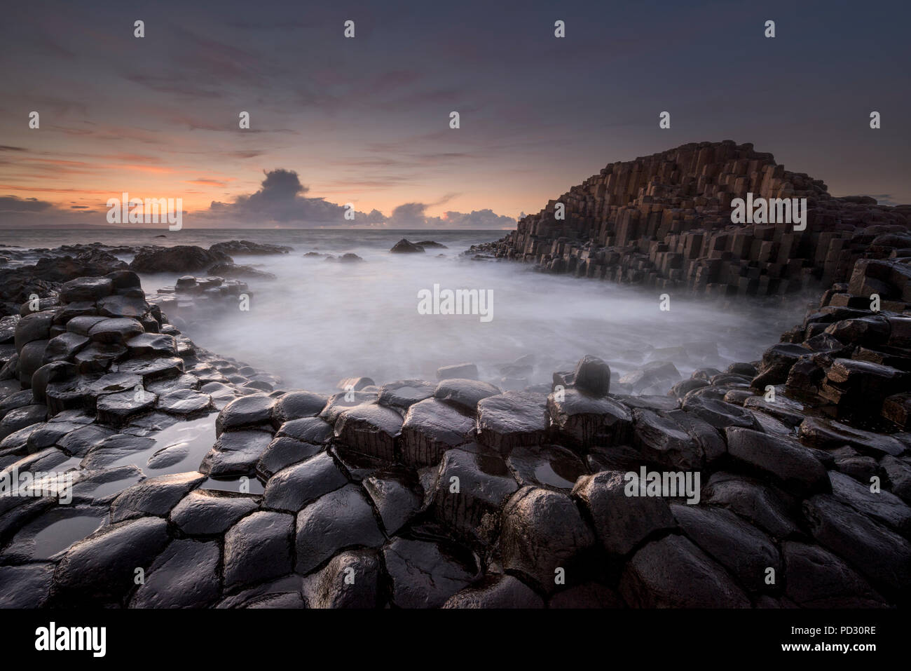 Giant's Causeway, comté d'Antrim, en Irlande du Nord, Royaume-Uni Banque D'Images