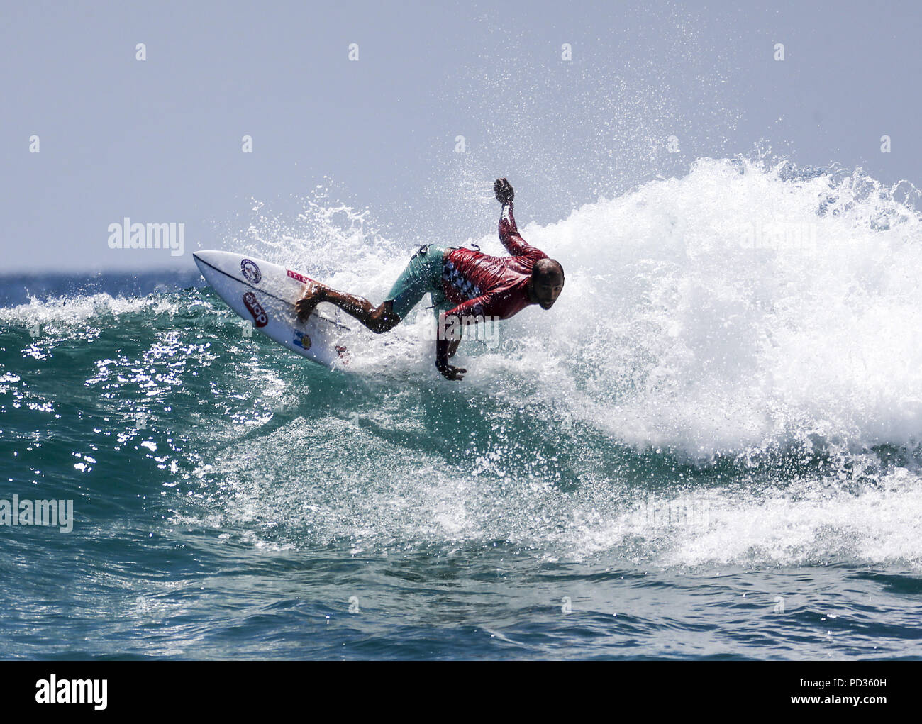 Los Angeles, Californie, USA. 5 Août, 2018. Daniel Andre participe à la demi-finale à l'US Open de Surf Vans le 5 août 2018 à Huntington Beach, en Californie. Ringo : crédit Chiu/ZUMA/Alamy Fil Live News Banque D'Images