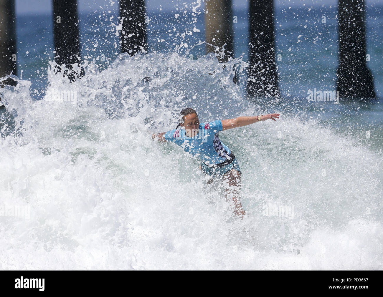 Los Angeles, Californie, USA. 5 Août, 2018. Carissa Moore participe à la demi-finale à l'US Open de Surf Vans le 5 août 2018 à Huntington Beach, en Californie. Ringo : crédit Chiu/ZUMA/Alamy Fil Live News Banque D'Images