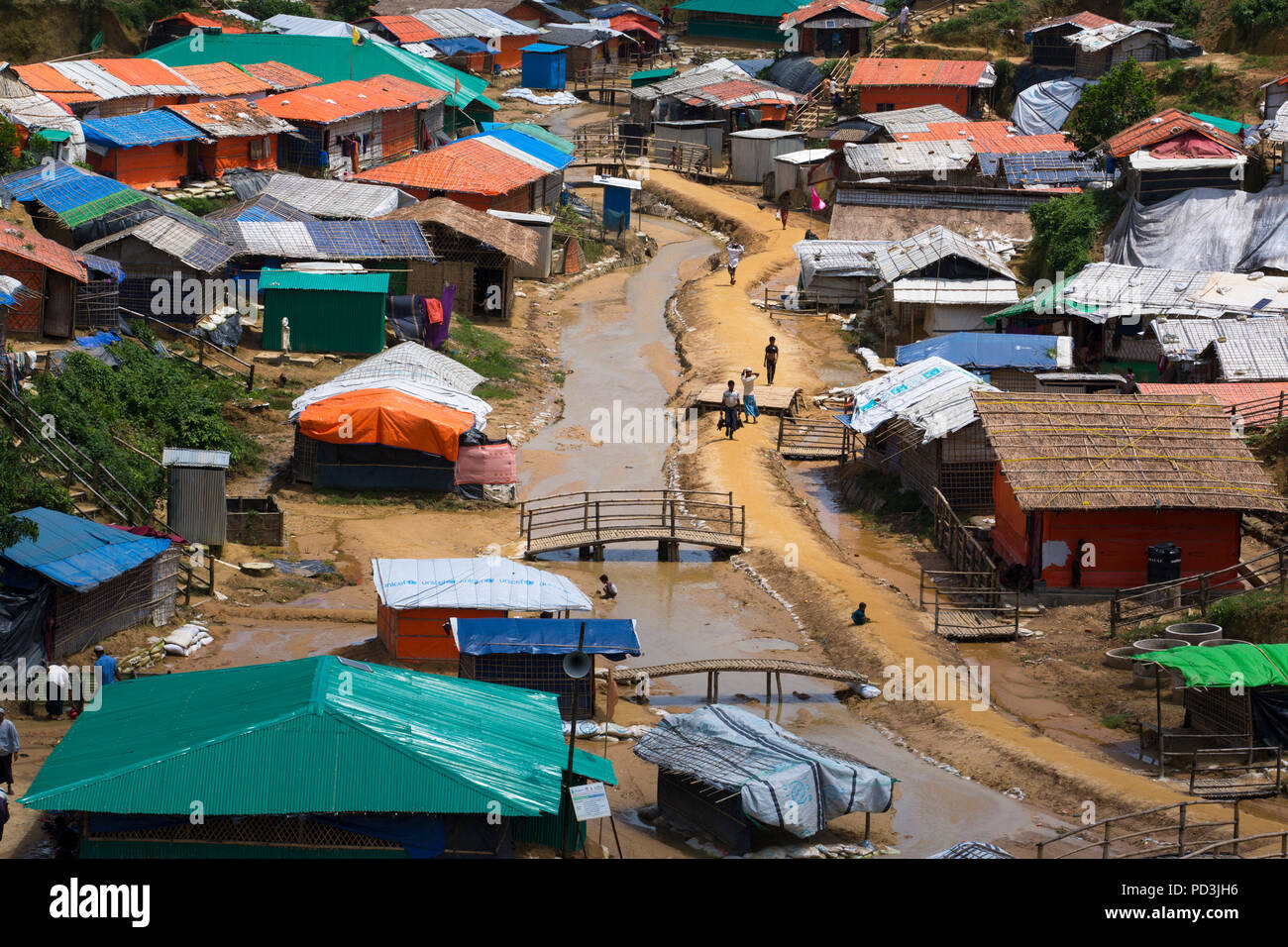 COX'S BAZAR, BANGLADESH - 04 août : peuple Rohingya visible à l'intérieur de camp de réfugiés à Cox's Bazar , le Bangladesh le 04 août 2018. Banque D'Images