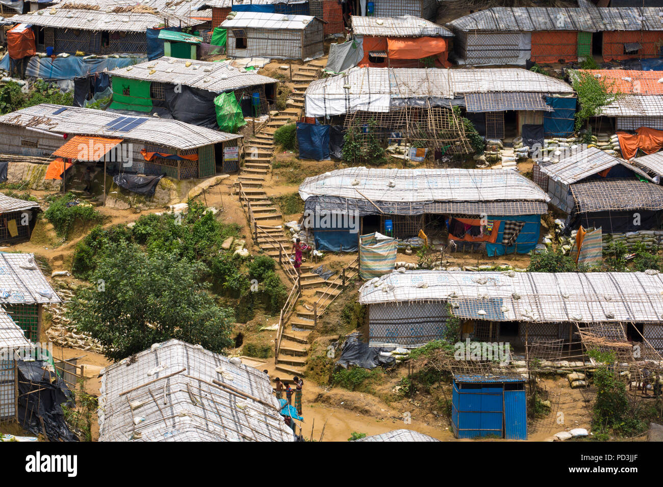 COX'S BAZAR, BANGLADESH - 04 août : peuple Rohingya visible à l'intérieur de camp de réfugiés à Cox's Bazar , le Bangladesh le 04 août 2018. Banque D'Images