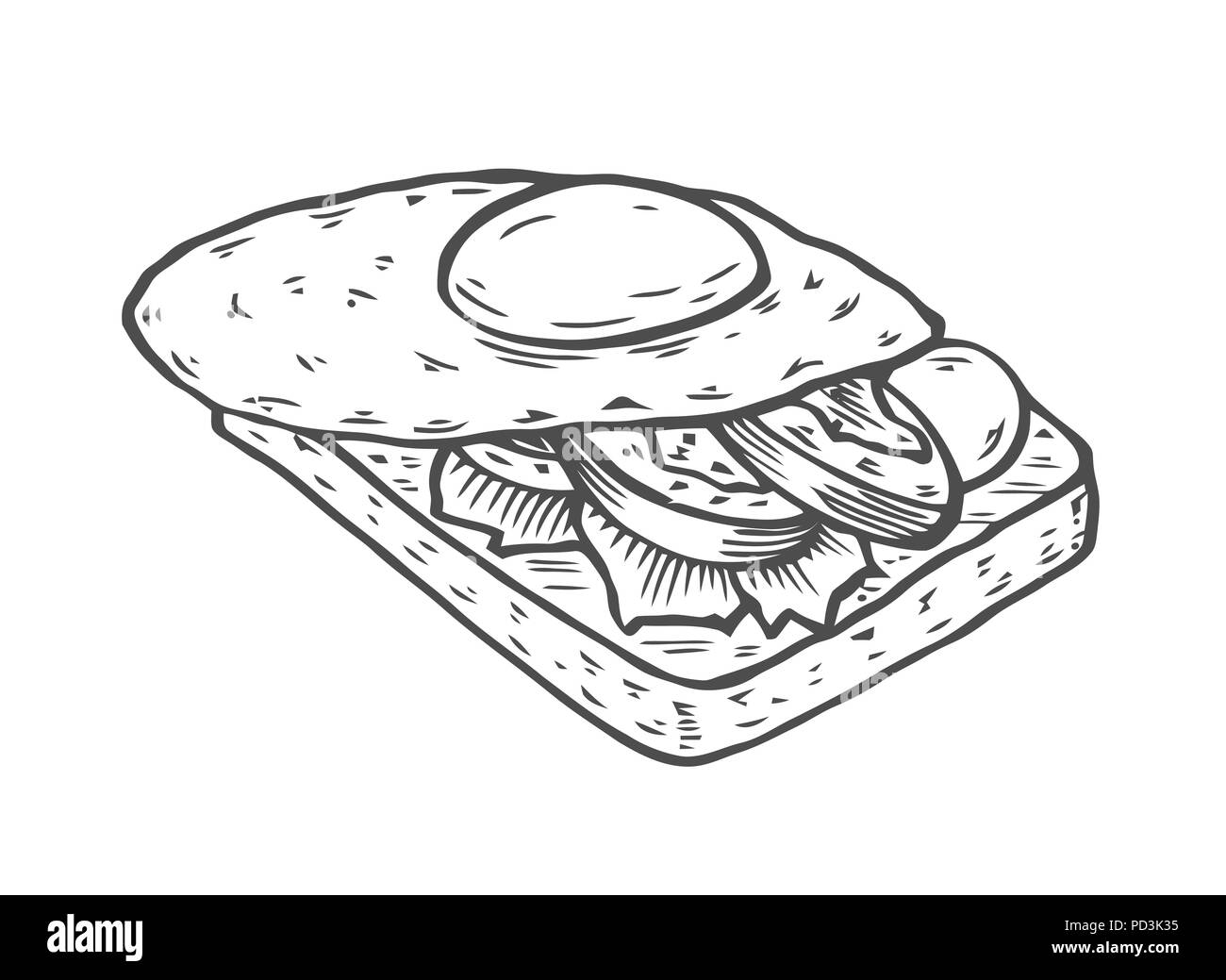 Avec des oeufs sandwich Illustration de Vecteur