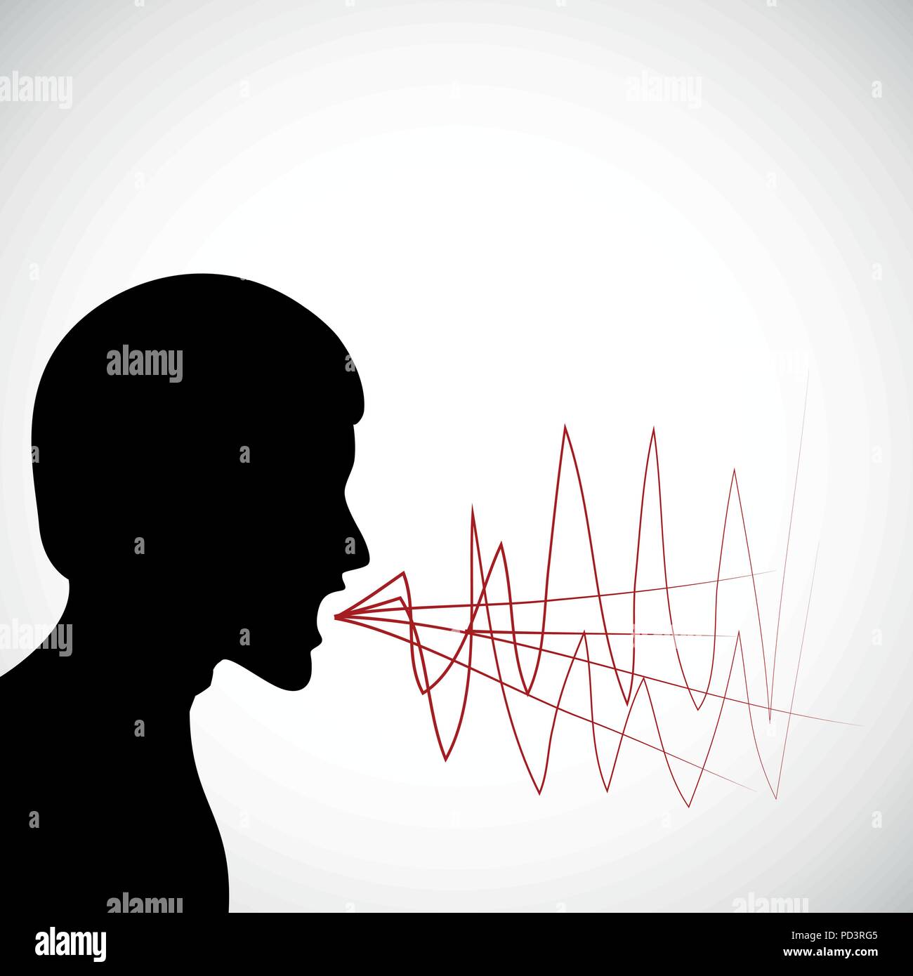 Homme en colère hurle silhouette vector illustration Illustration de Vecteur