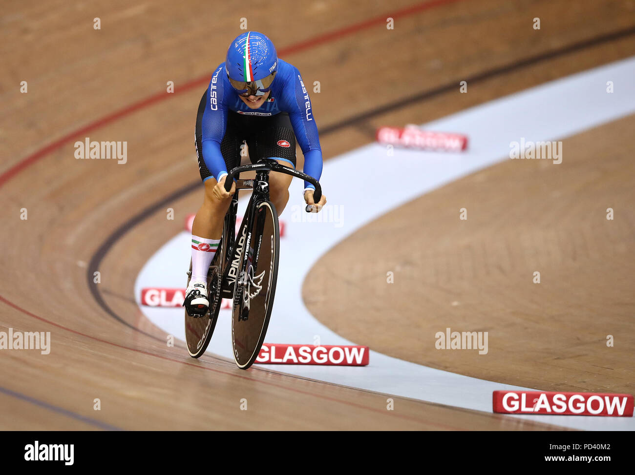 Miriam Vece en Italie pendant la période de 500 m qualification des femmes d'essai pendant le cinquième jour des Championnats d'Europe 2018 au Vélodrome Sir Chris Hoy, Glasgow. APPUYEZ SUR ASSOCIATION photo. Date de la photo: Lundi 6 août 2018. Voir PA Story CYCLISME européen. Le crédit photo devrait se lire comme suit : John Walton/PA Wire. Banque D'Images