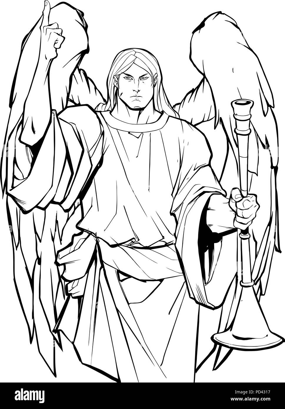 Art de la ligne de l'Archange Gabriel Illustration de Vecteur