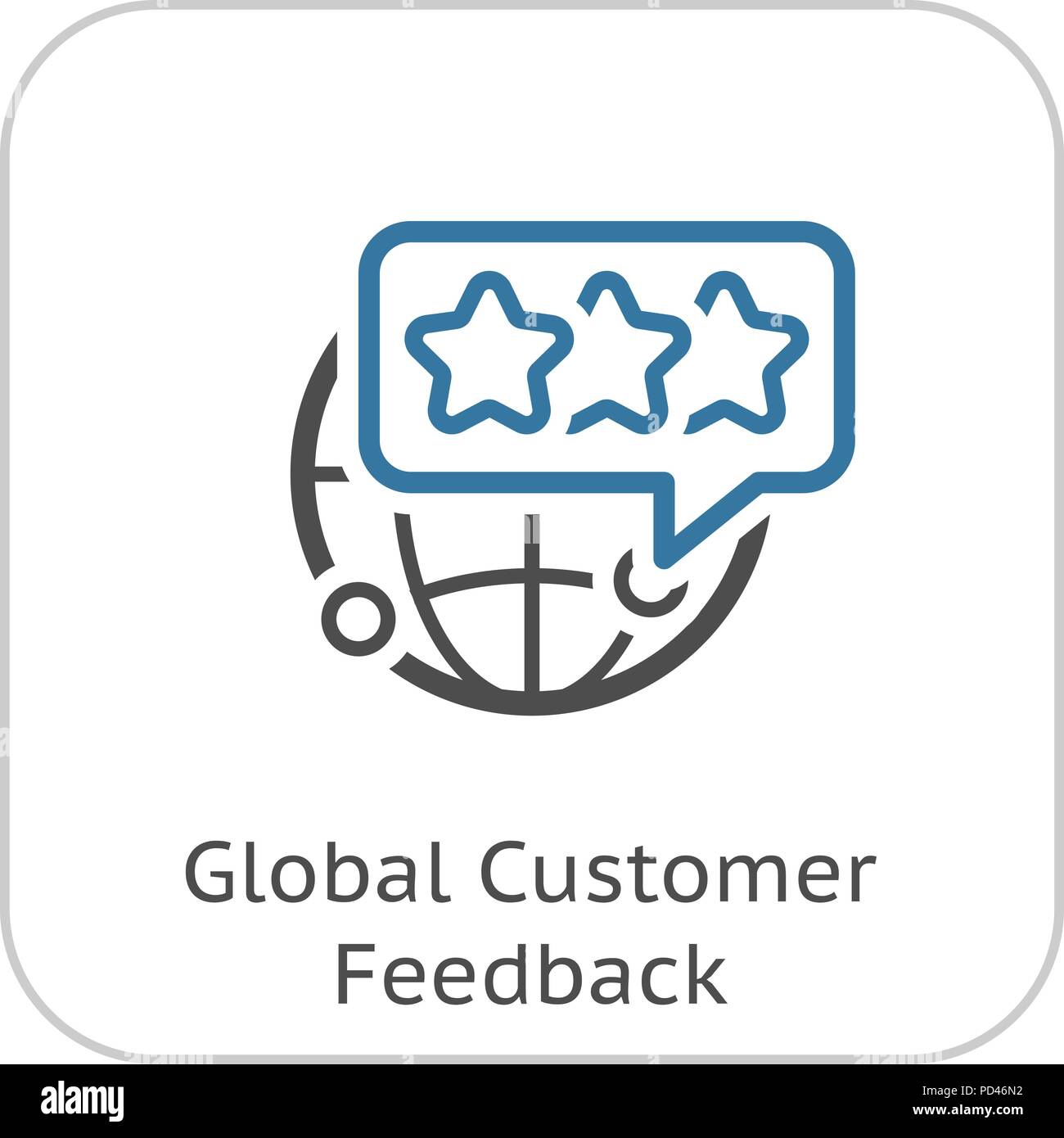 L'icône de la ligne de commentaires des clients mondiaux. Illustration de Vecteur