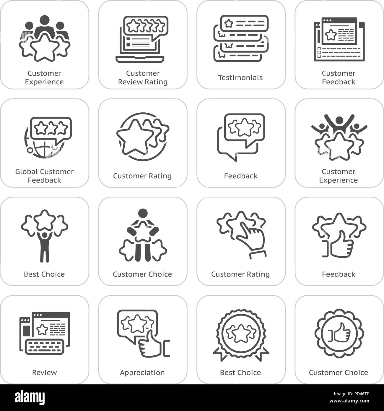 Simple Jeu d'icônes vectorielles connexes Témoignages Illustration de Vecteur