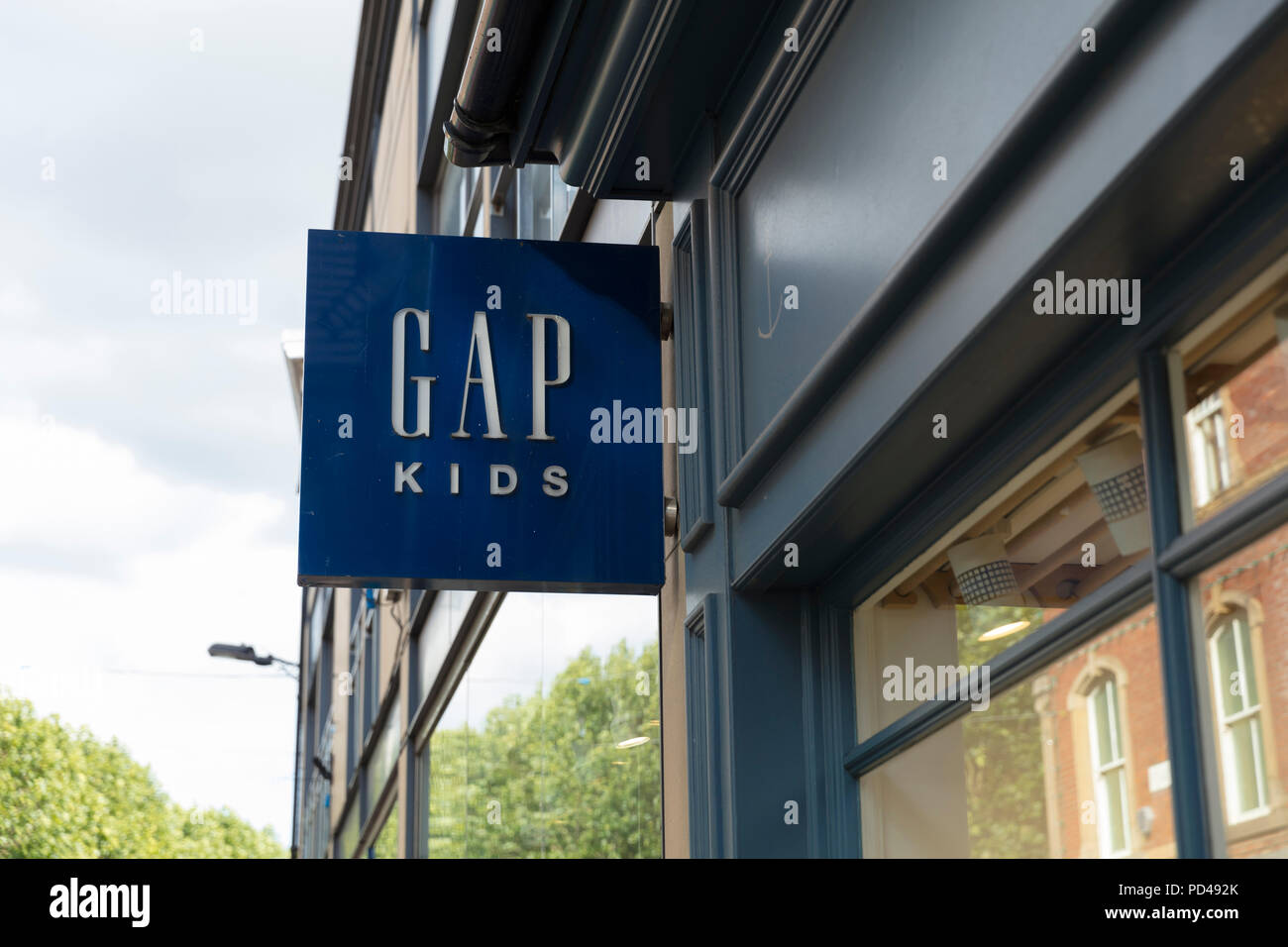 Signe pour Gap Kids à York, Yorkshire, Royaume-Uni - 4 août 2018 Banque D'Images