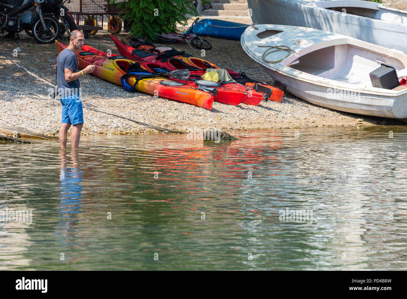 La zone de la marina de port et l'île de Sipan Dubrovnik Croatie Banque D'Images